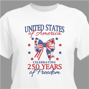 Celebrating USA 250th Floral Quilted Bow White T-Shirt 324560X