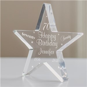 Engraved 70th Birthday Star Keepsake