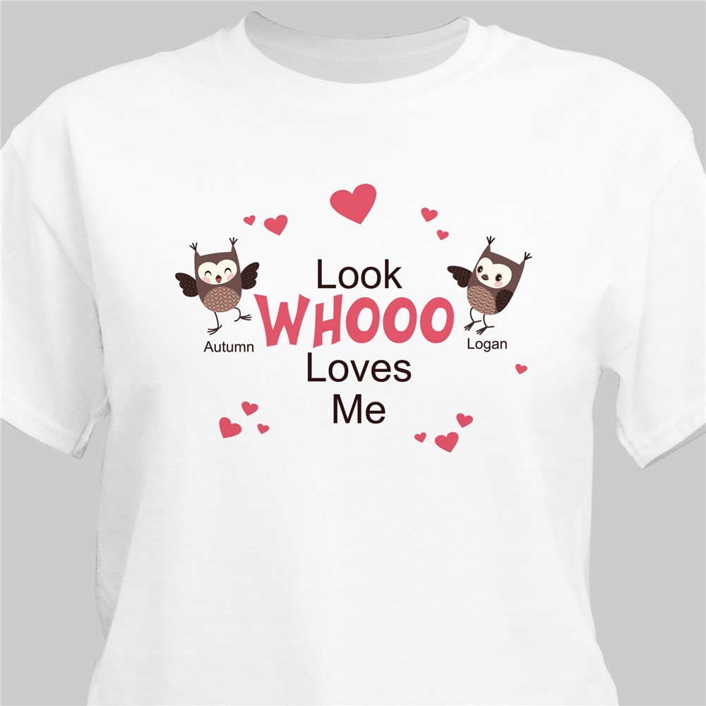 Look Whooo Loves Me Valentine T-shirt | Personalized T-shirts