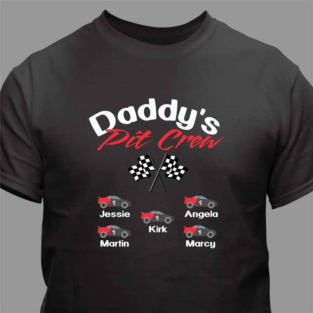 Grandpa's Pit Crew Personalized Racing Shirt With Grandkids' Names