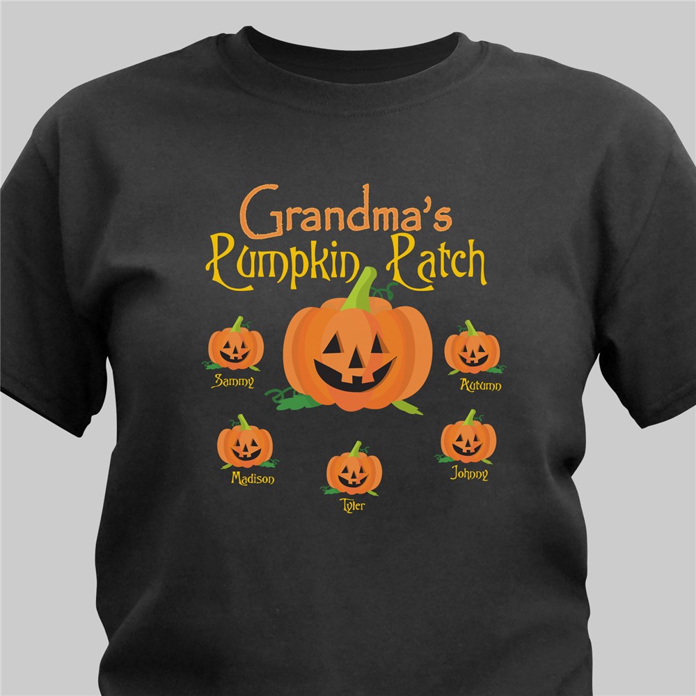 Pumpkin Patch Personalized Halloween Black T-Shirt | Personalized Halloween Shirt