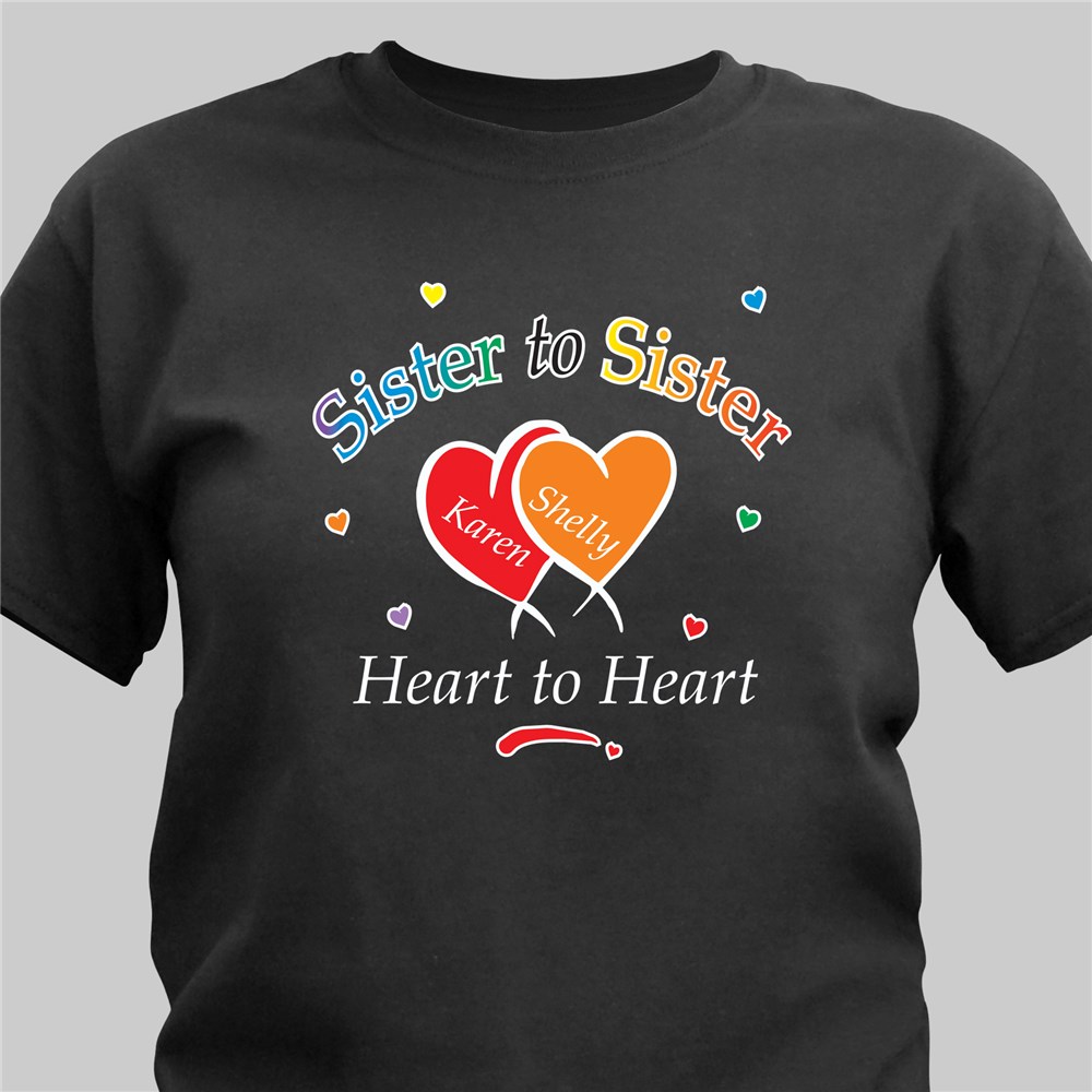 Heart to Heart Sisters T-shirt | Personalized T-shirts