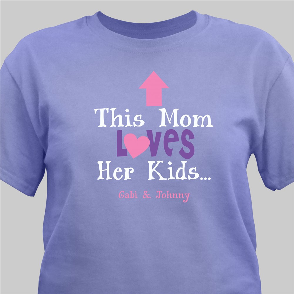 Personalized This Mom Loves Her Kids T-Shirt | Mommy T Shirts