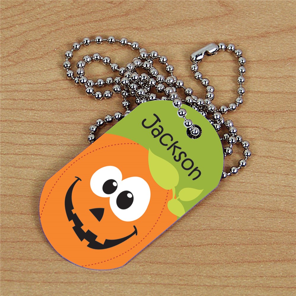 Personalized Halloween Pumpkin Dog Tag | Personalized Kids Necklace