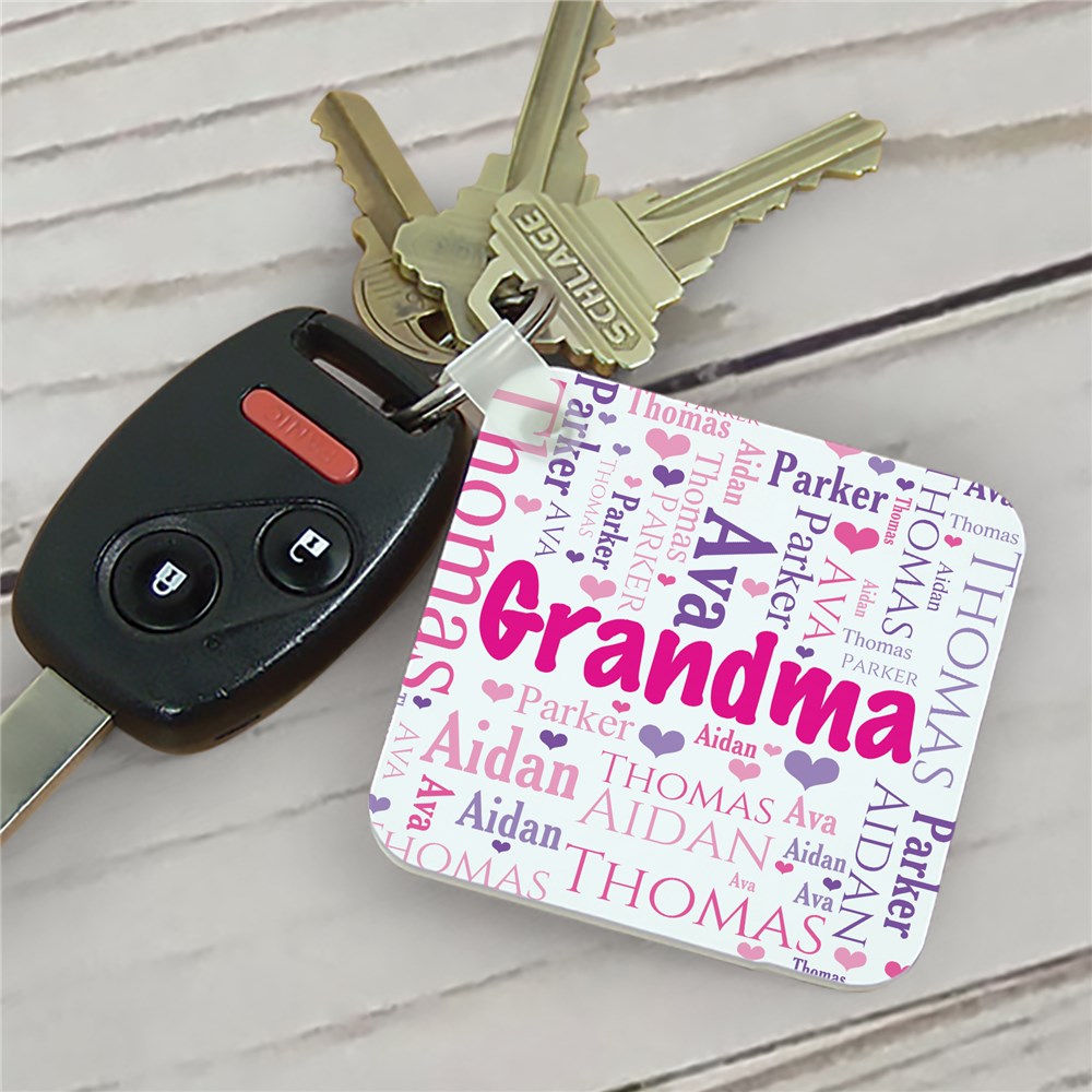 Personalized Grandma's Heart Word-Art Key Chain | Personalized Gifts for Grandma
