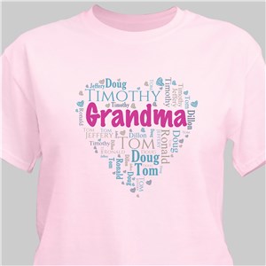 Grandma's Heart Word Art T-Shirt | Personalized Gifts For Grandma