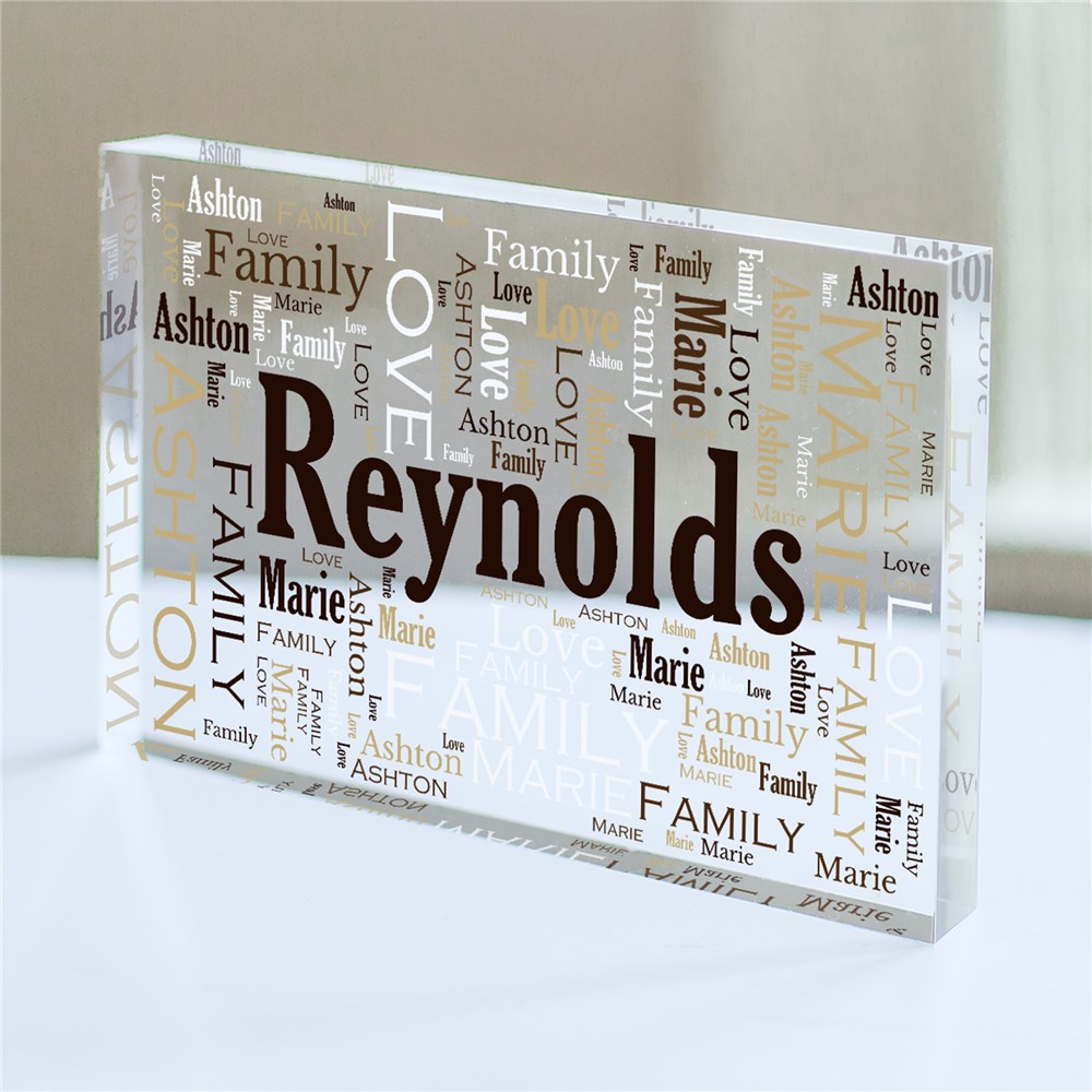 Family Word-Art Acrylic Block | Personalized Father's Day Keepsake