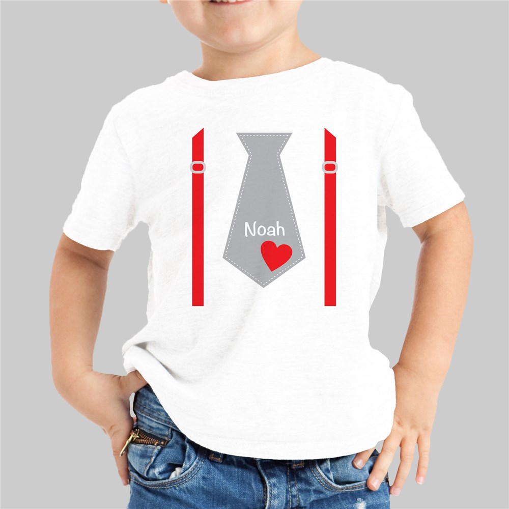 Valentine's Day Personalized Tie T-Shirt | Valentines Day Gifts For Kids