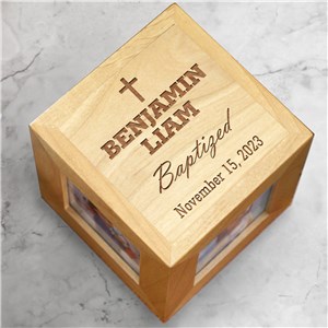 Engraved Baby Baptism Photo Cube | Engraved Baptism Photo Cube