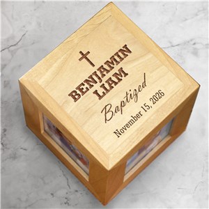 Engraved Baby Baptism Photo Cube | Engraved Baptism Photo Cube