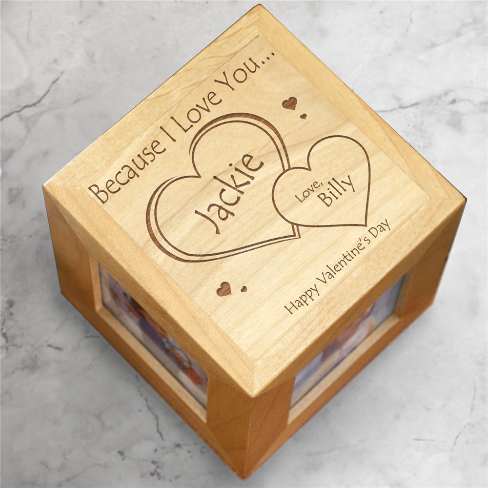 Engraved Because I Love You Photo Cube | Valentines Day Photo Frames