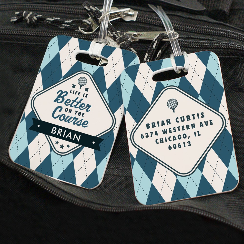 Personalized Life is Better on the Course Golf-themed Luggage Tag