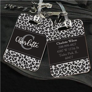 Personalized Snow Leopard Print Luggage Tag