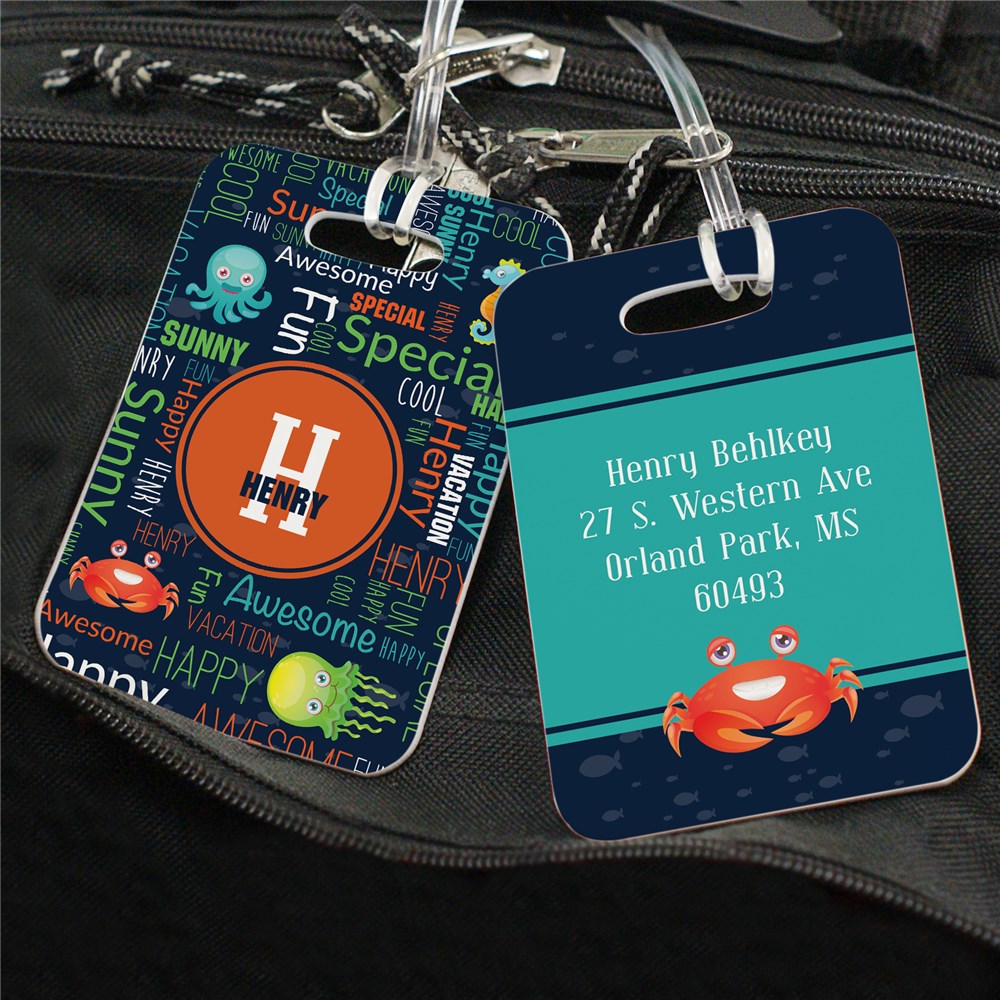 Personalized Sea Creature Word Art Luggage Tag 41181784