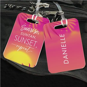 Personalized Sunrise, Suntan, Sunset, Repeat Luggage Tag