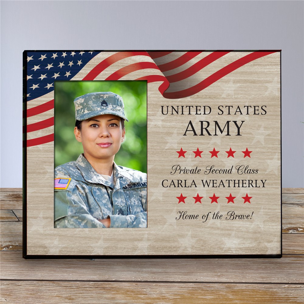 Personalized Wood Texture with Flag & Stars Printed Picture Frame 4219676
