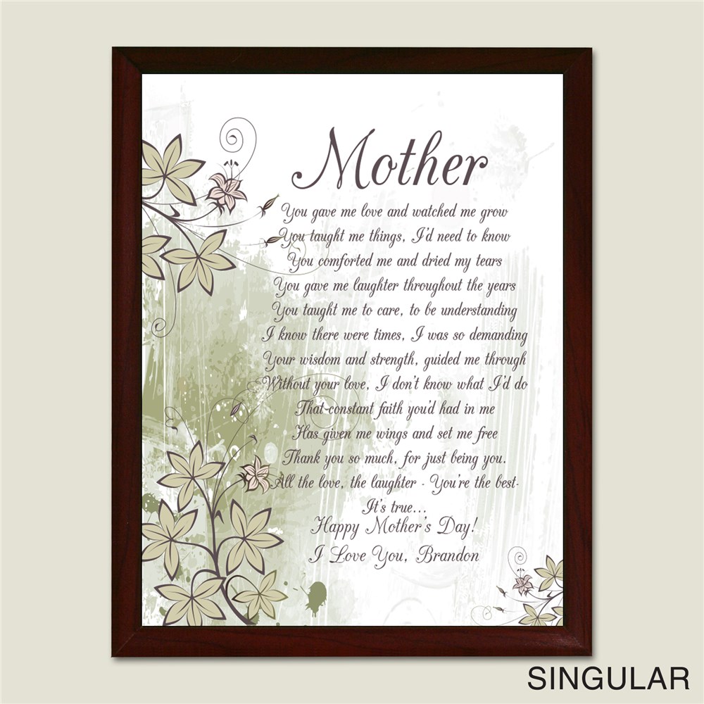 To My Mother Personalized Printed Plaque for Mother's Day