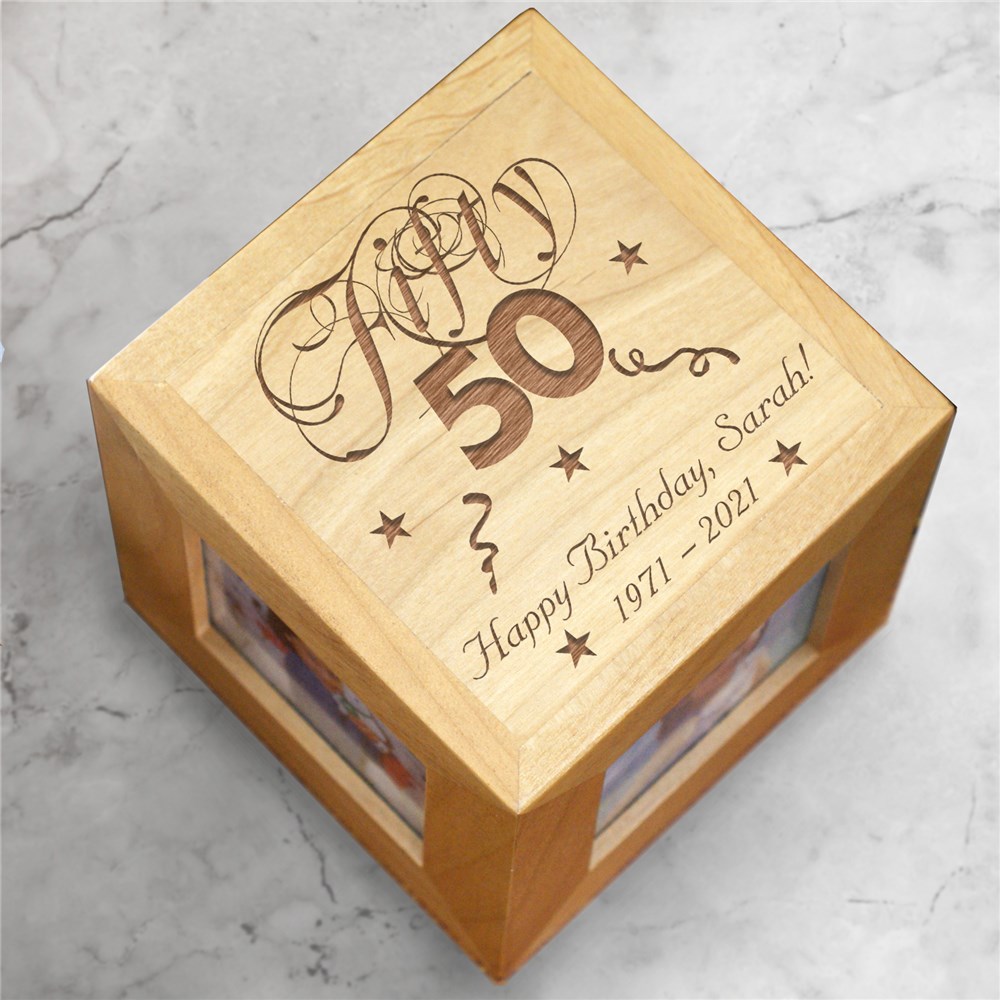 Engraved Happy Birthday Photo Cube Engraved Birthday Picture Cube