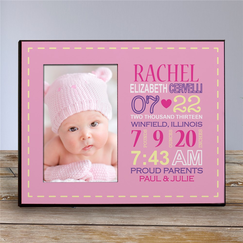 Customized Birth Announcement Frame Girl GiftsForYouNow