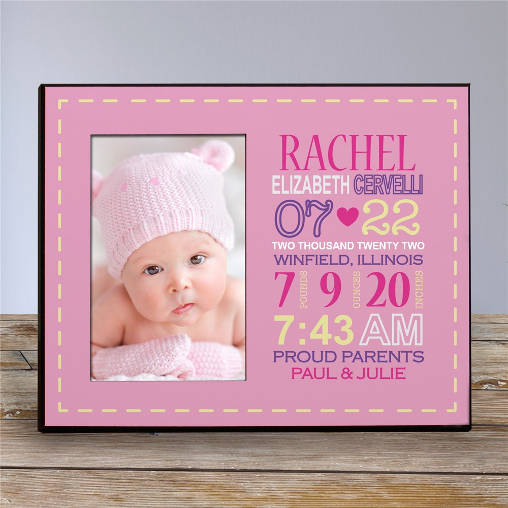 Personalized Girl Birth Announcement Printed Frame | Personalized Newborn Baby Gifts