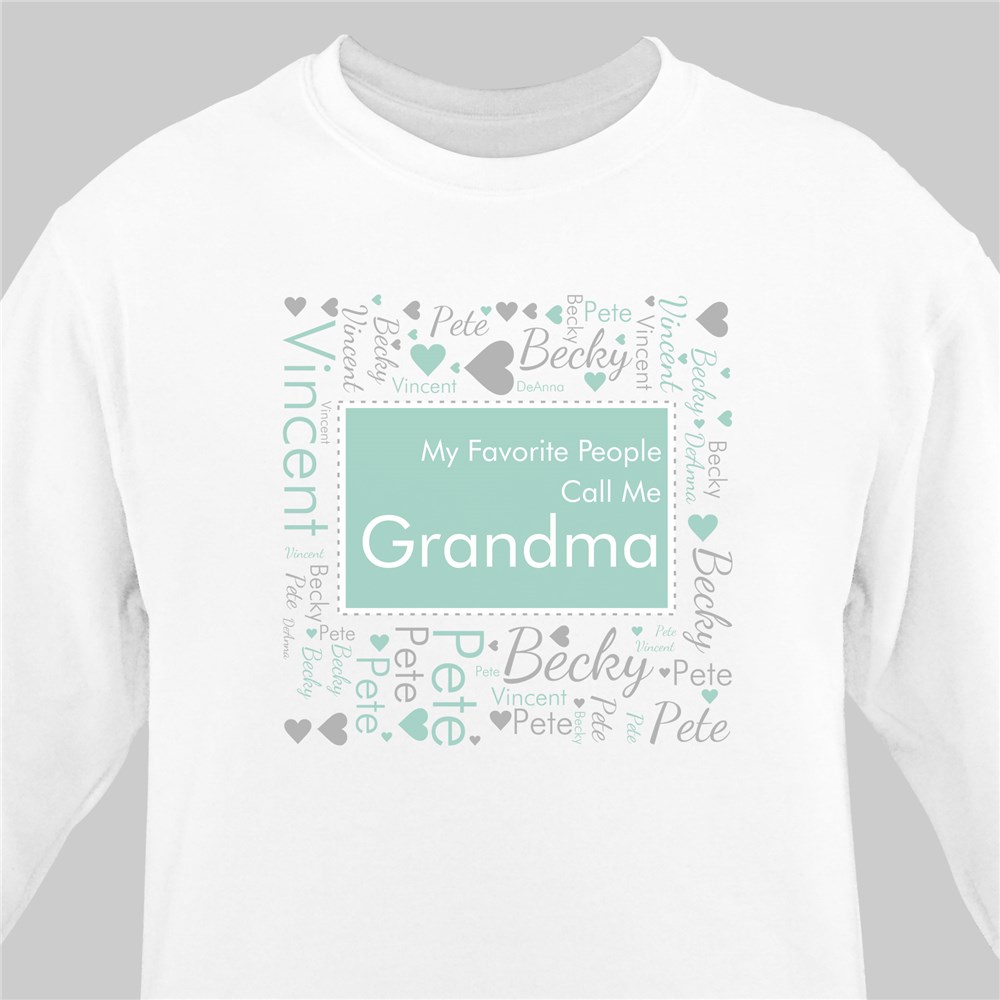 Grandma's Heart Word Art T-Shirt | Personalized Shirts For Grandma