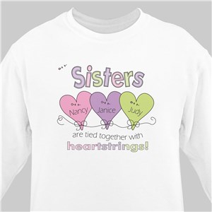 Heart Strings Personalized Sisters Sweatshirt | Personalized Sister Gifts