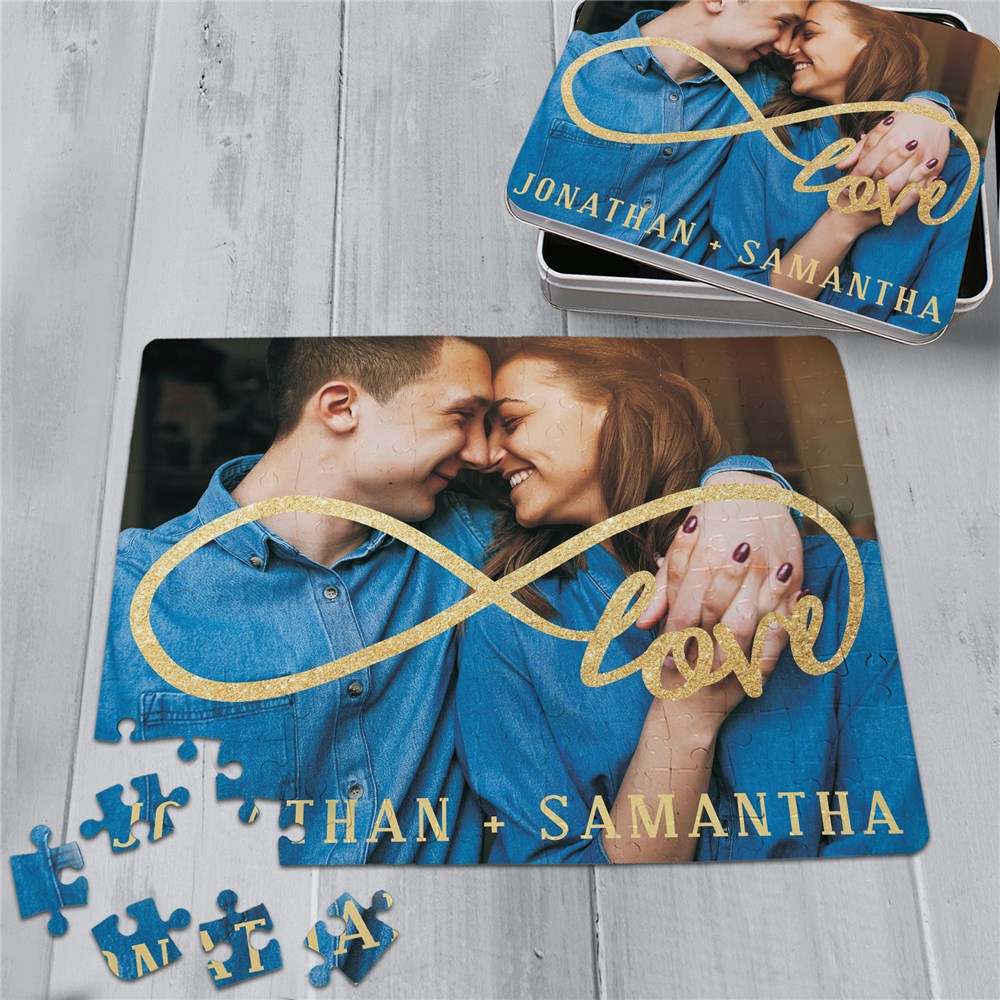 Personalized Infinity Photo Puzzle with Tin | Romantic Home