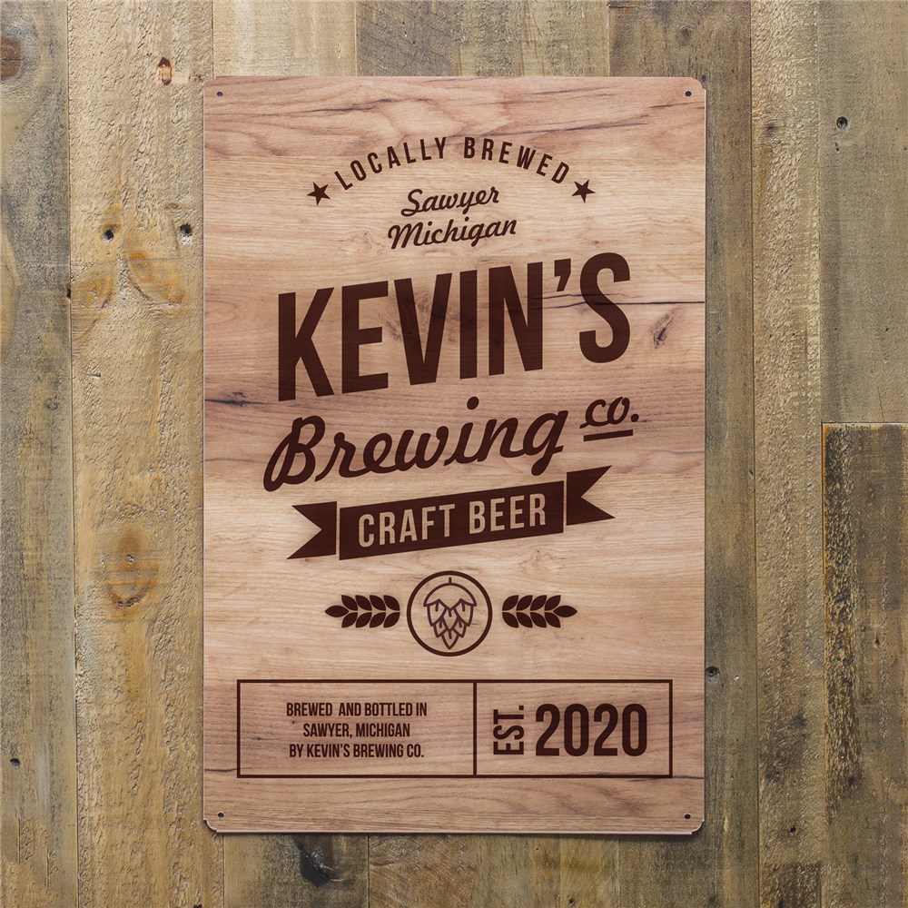 Personalized Brewing Company Metal Sign | Bar Signs
