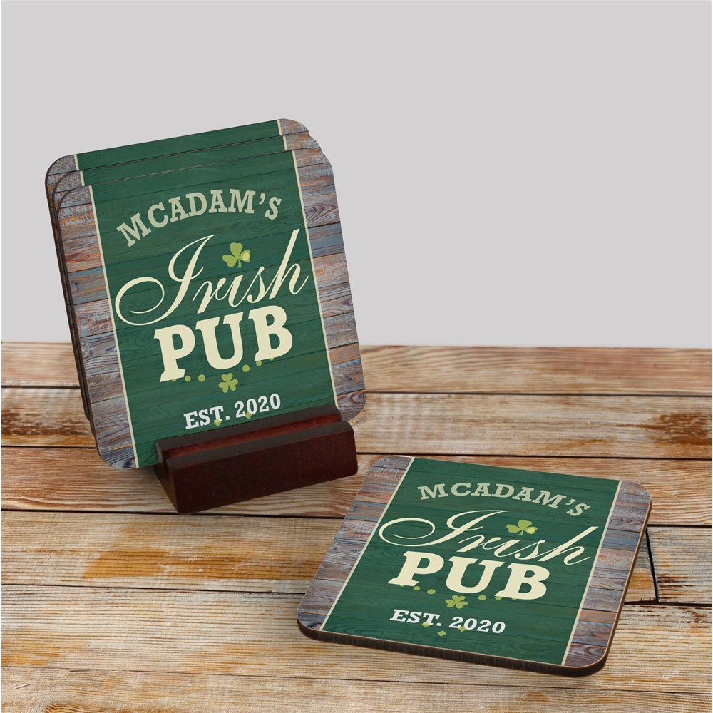 Personalized Irish Pub Coaster Set GiftsForYouNow