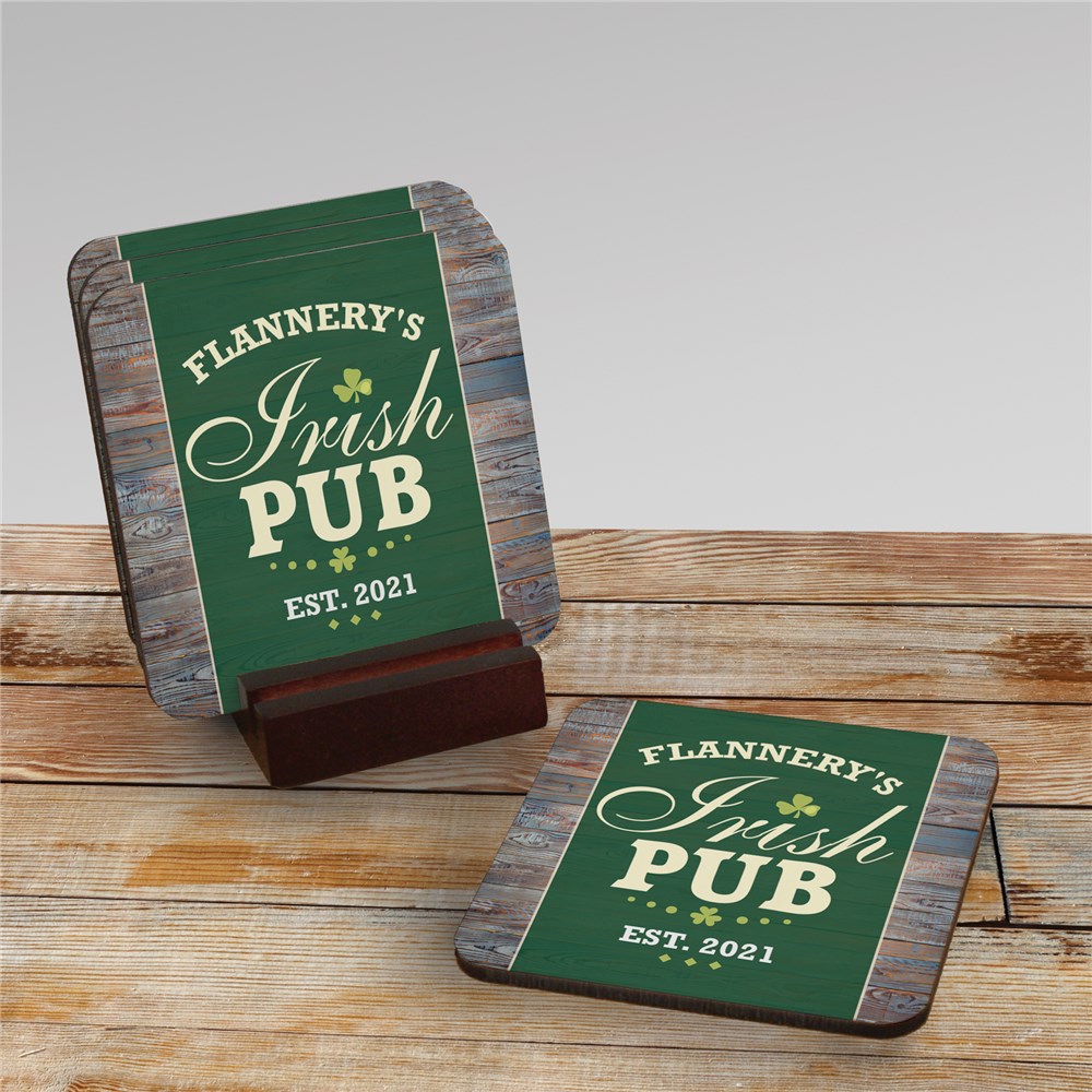 Personalized Irish Pub Coaster Set GiftsForYouNow
