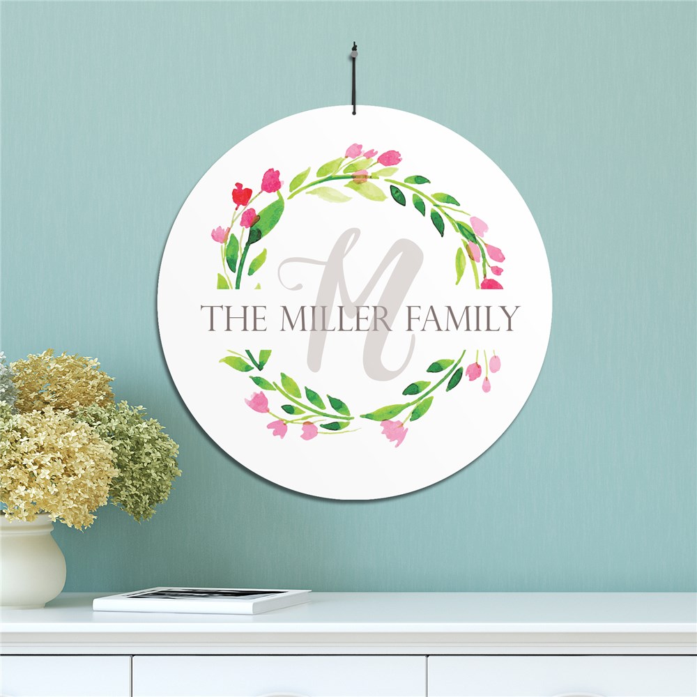 Personalized Floral Wreath House Sign | Personalized Family Name Signs