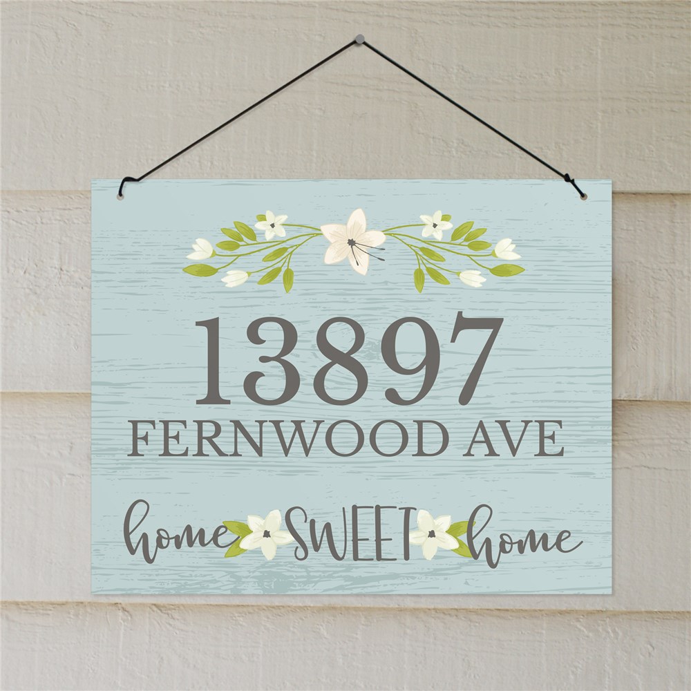 Floral Home Sweet Home Personalized Address Sign GiftsForYouNow