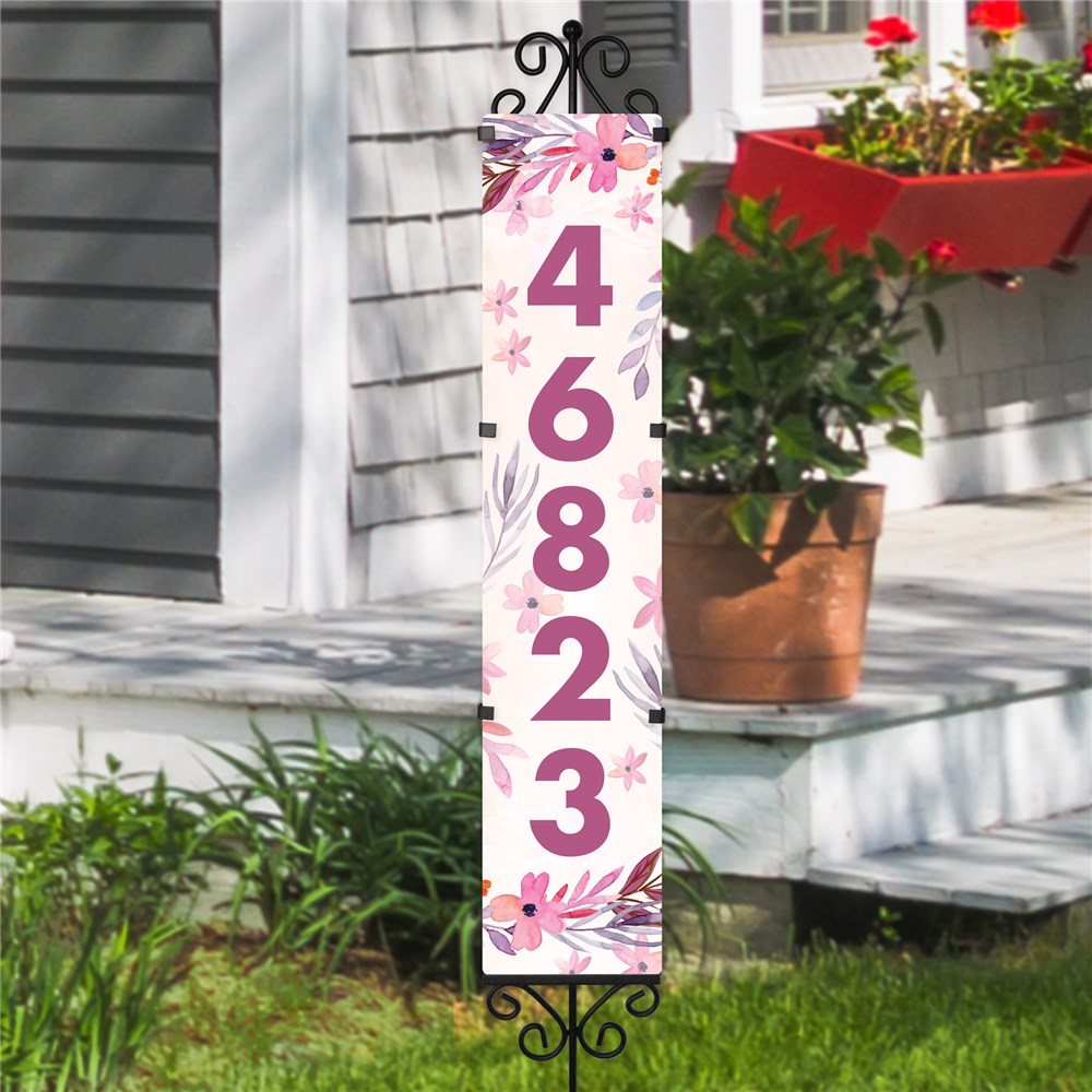 Watercolor Flowers Personalized Address Yard Stake GiftsForYouNow