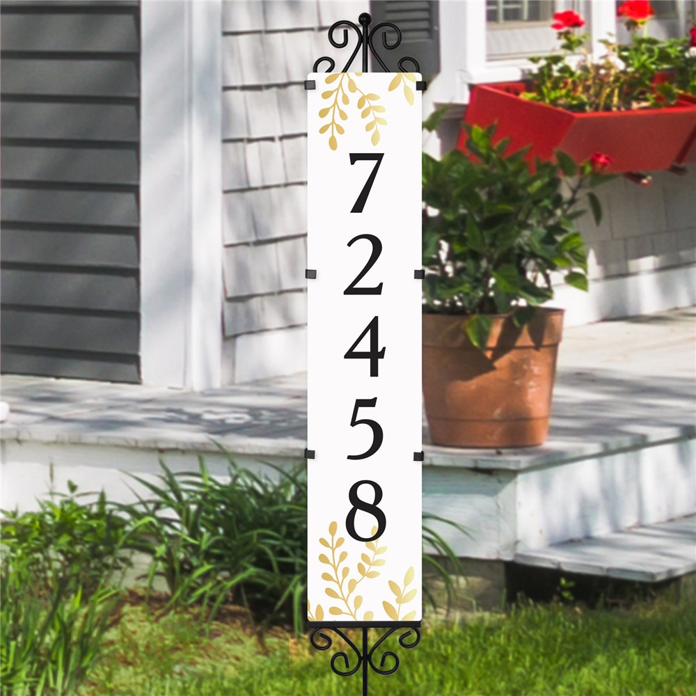 Personalized Gold Leaves Expression Yard Stake | Personalized Address Sign