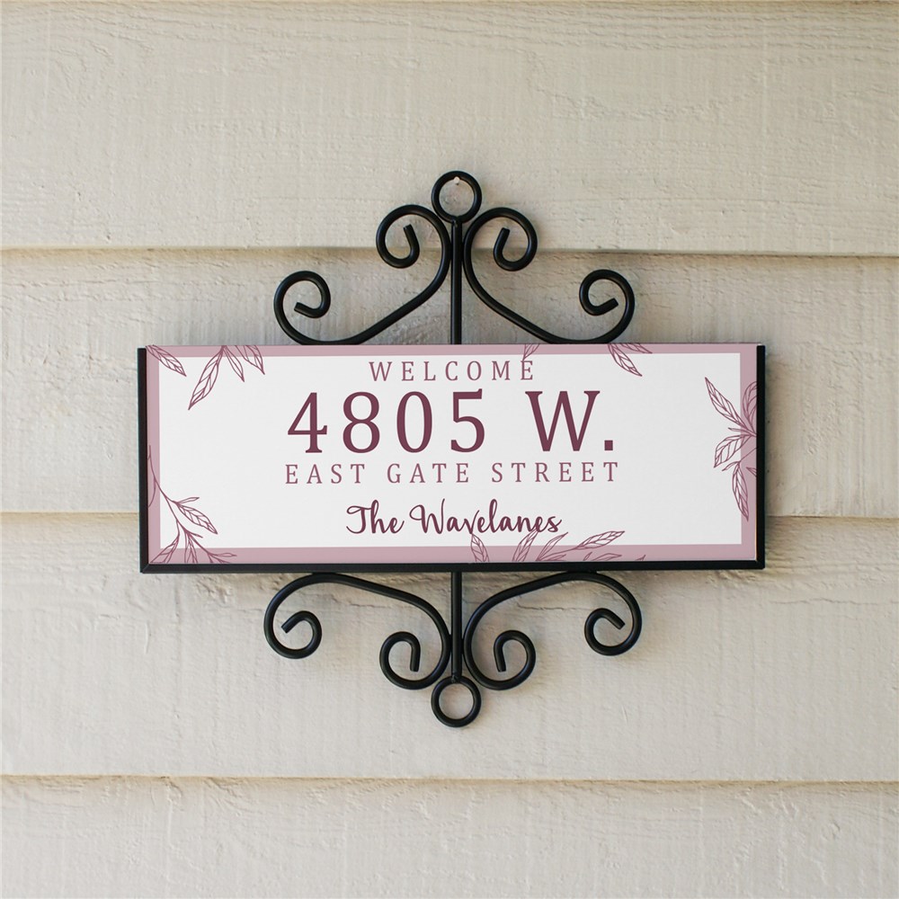 Personalized Address Sign Welcome Leaves Signature Horizontal | Personalized Address Sign
