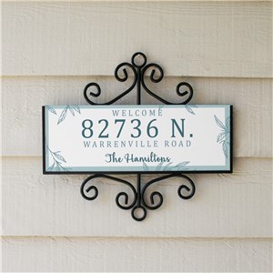 Personalized Address Sign Welcome Leaves Signature Horizontal | Personalized Address Sign