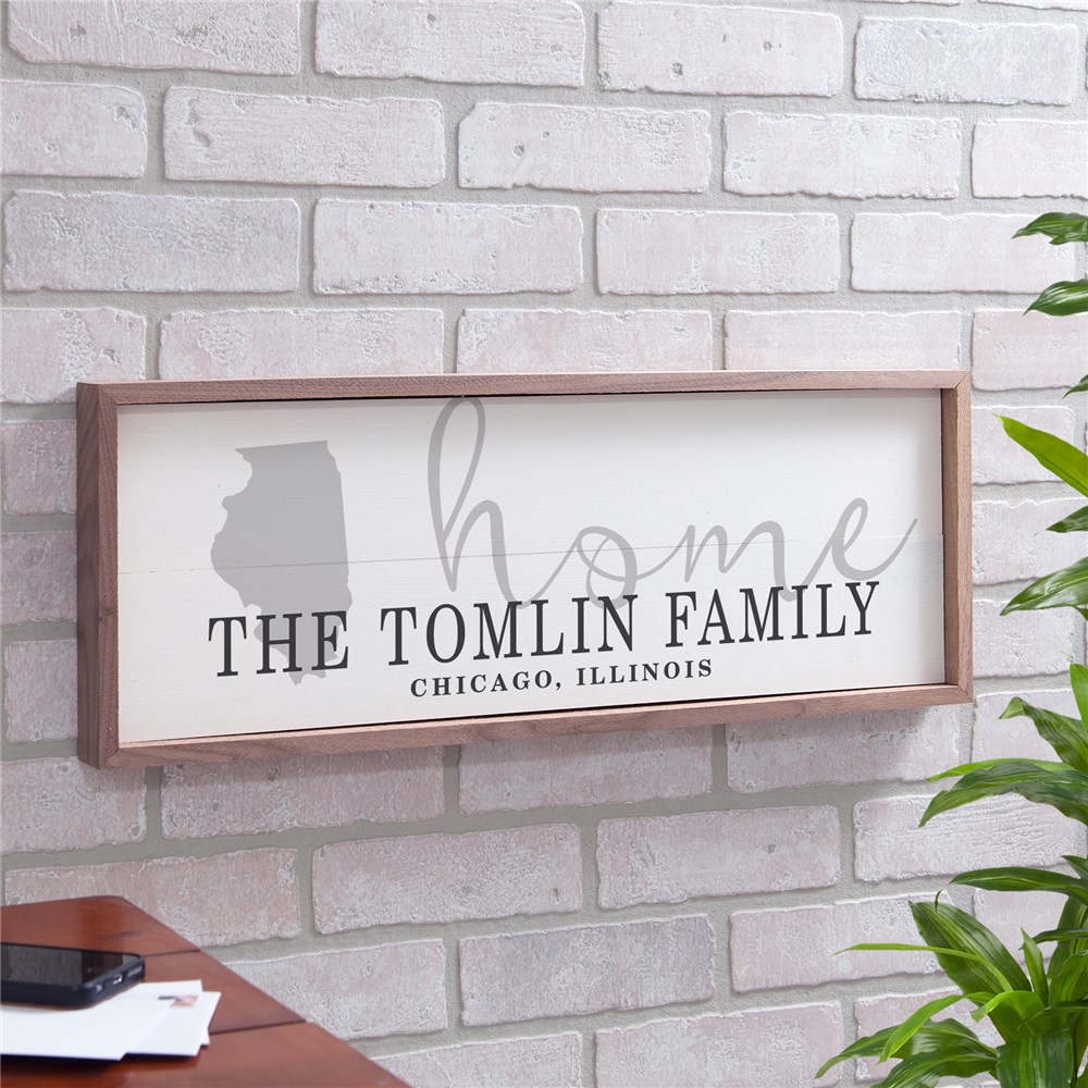 Personalized Home State Framed Wall Sign | Personalized Family Name Sign