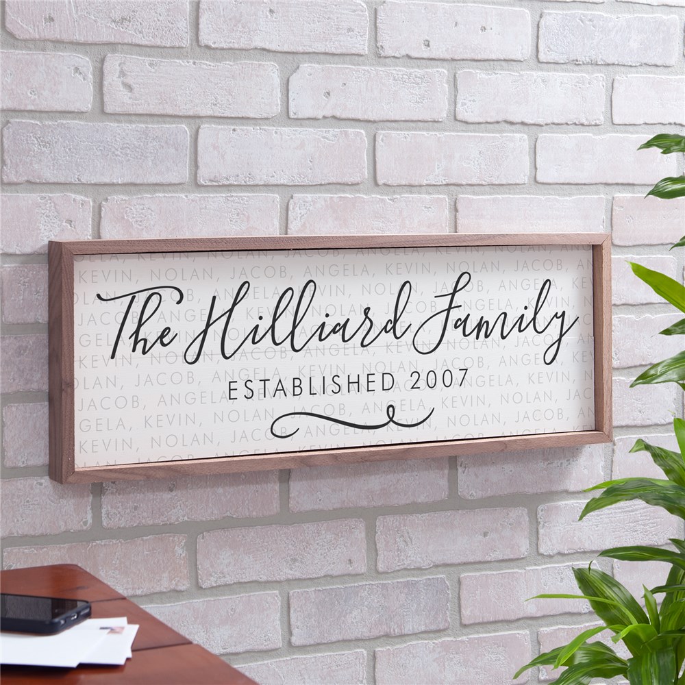 Personalized Family Established Framed Wall Sign | GiftsForYouNow