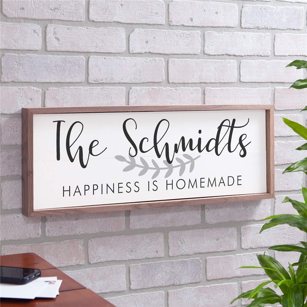 Personalized Happiness Is Homemade Framed Wall Sign | Personalized Family Name Sign
