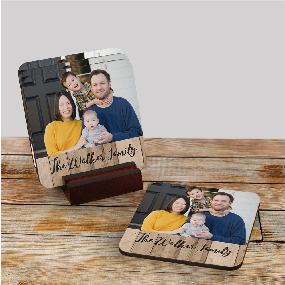 Photo With Name Personalized Coaster Set | Personalized Photo Gifts