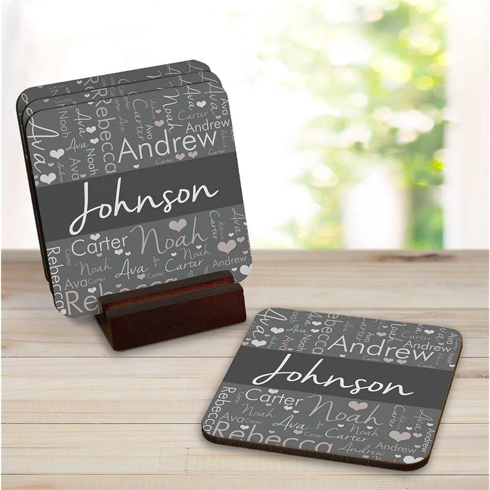 Personalized Word-Art Coaster Set | Personalized Coasters