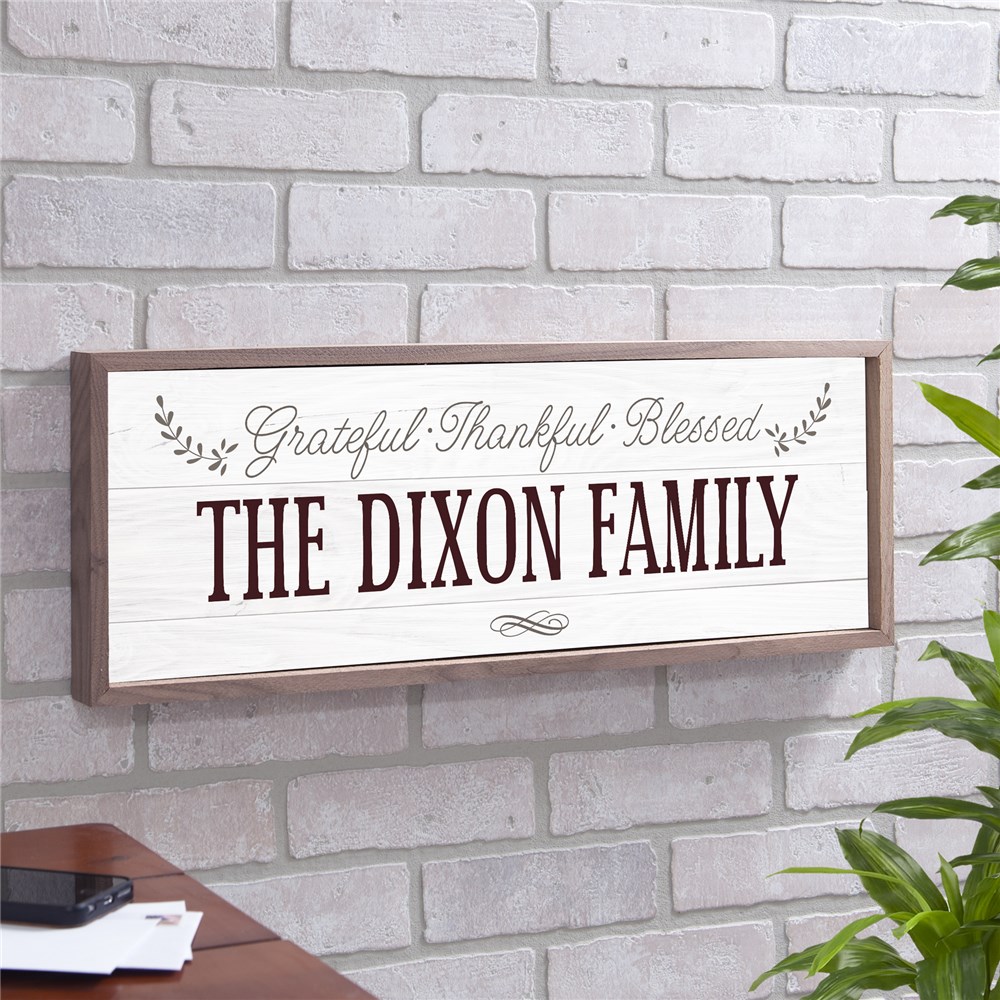 Personalized Grateful Thankful Blessed Wall Sign | Personalized Wood Plank Signs