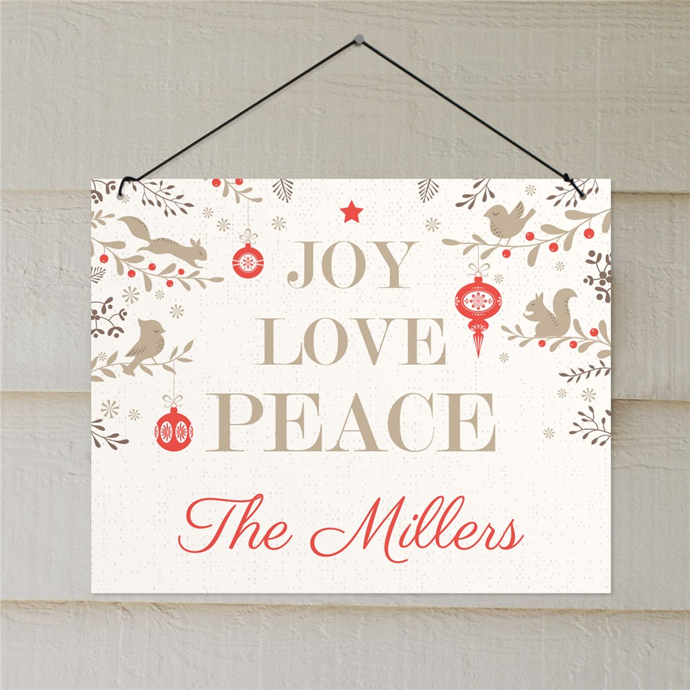 Joy Love Peace Personalized Wall Hanging GiftsForYouNow