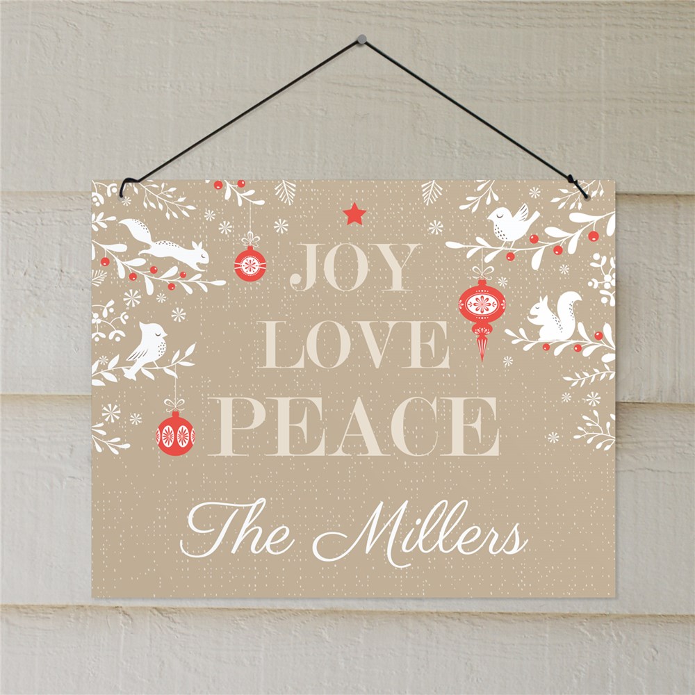 Joy Love Peace Personalized Wall Hanging GiftsForYouNow