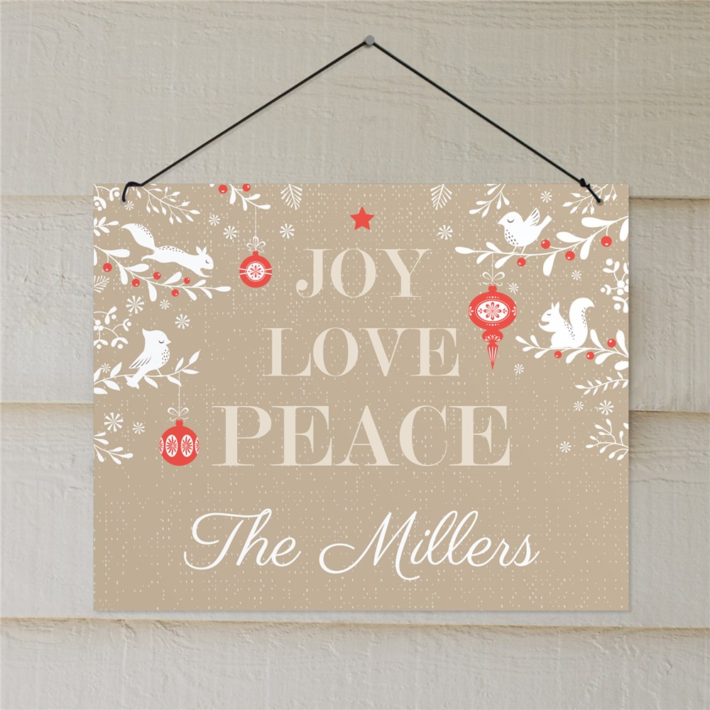 Joy Love Peace Personalized Wall Hanging | GiftsForYouNow