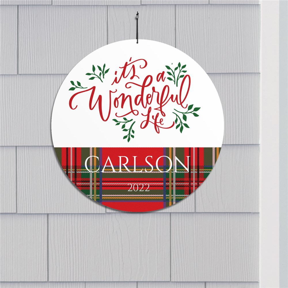 Its A Wonderful Life Round Personalized Wall Sign | Christmas Wall Decor