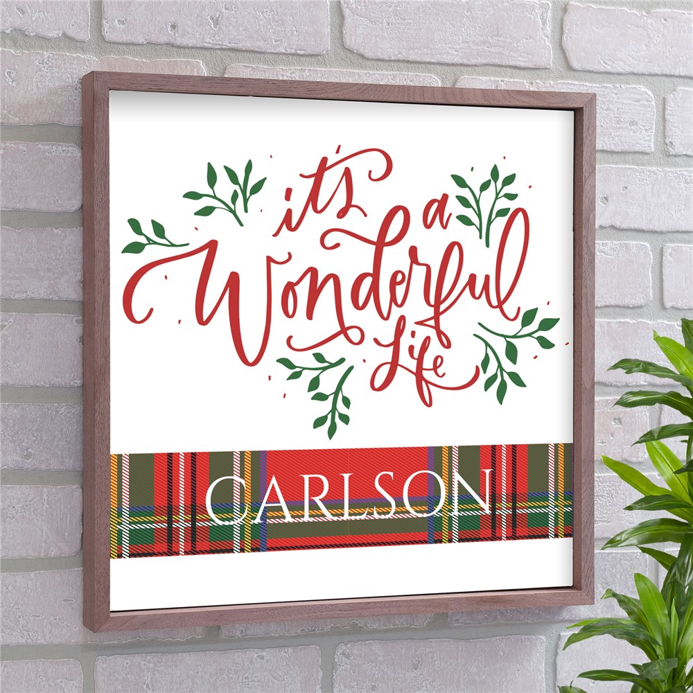 Its A Wonderful Life Framed Personalized Wall Sign | Christmas Wall Decor