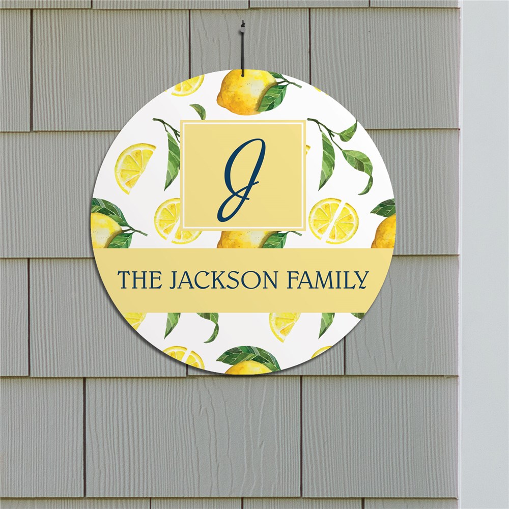 Personalized Round Wall Sign | Lemon Themed Home Decor