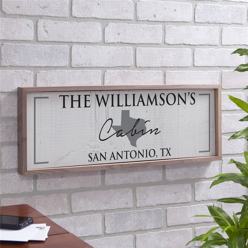 Personalized State Wall Sign | Wood Framed State Sign