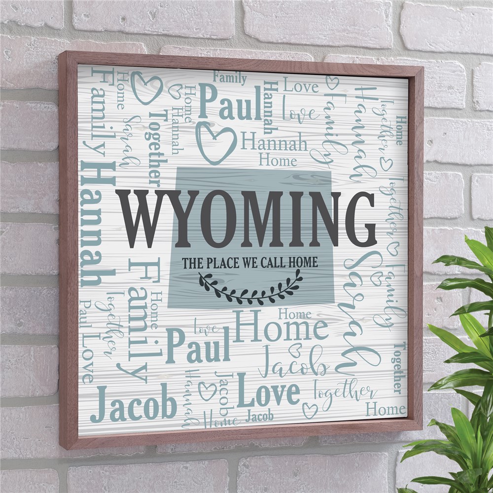 Personalized Word-Art Decor with State | Framed Word Cloud Signs